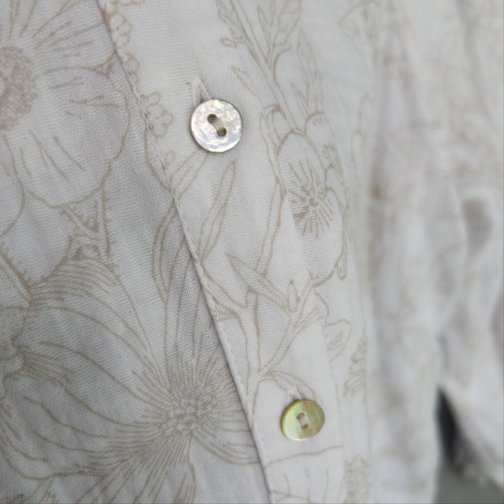 Laura Ashley White and Beige Floral Button-Front Blouse - Picture 9 of 16